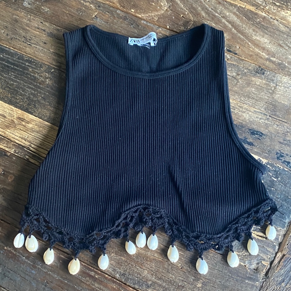 Zara Black crop Top with shell Details